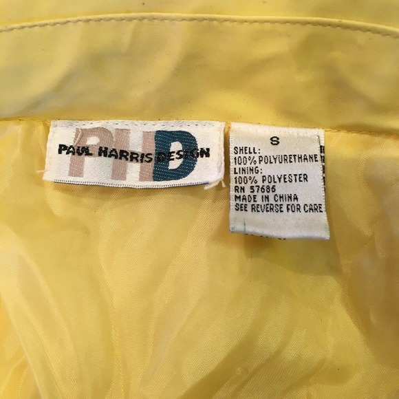 Paul Harris Design Small Yellow Rain Coat Midi Jacket Snap Front Collared Belted - Picture 8 of 12